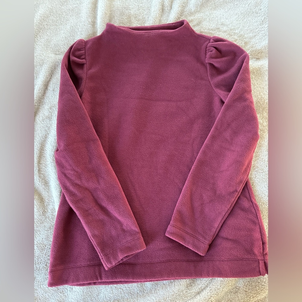 Talbots microfleece pouf sleeve shirt medium maroon
